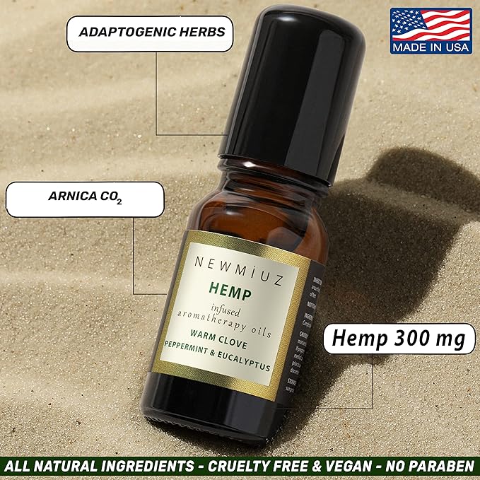 Migraine Headache Roll On Stick 300mg Hemp Peppermint Eucalyptus Clove Arnica Essential Oils Aromatherapy for Eaze Head Destress Gifts for Women Men