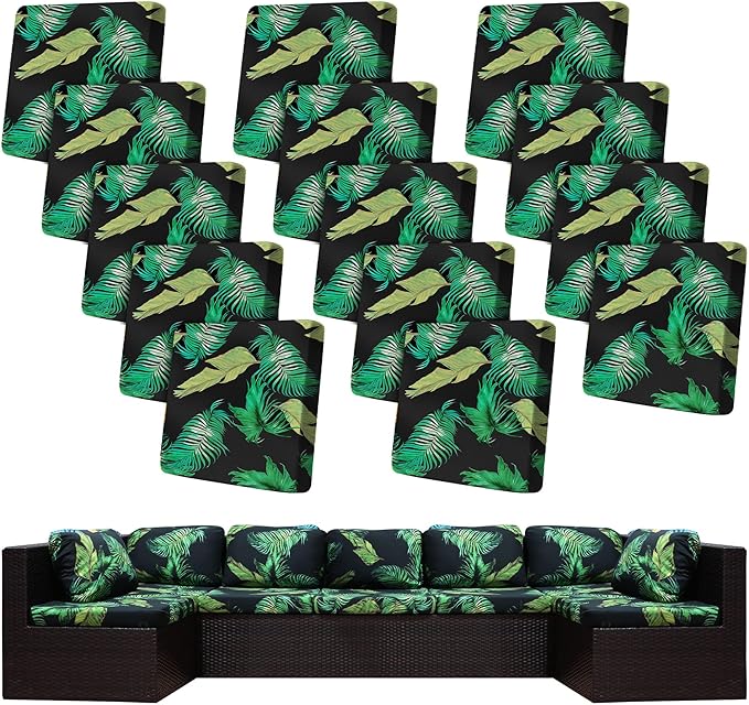 14 Pcs Stretch Patio Cushion Covers,Outdoor Couch Covers Replacement,Outdoor Couch & Sofa Slipcovers,for Patio Furniture Cushion Covers,Washable Reusable Furniture Protector (Summer,Cover Only)