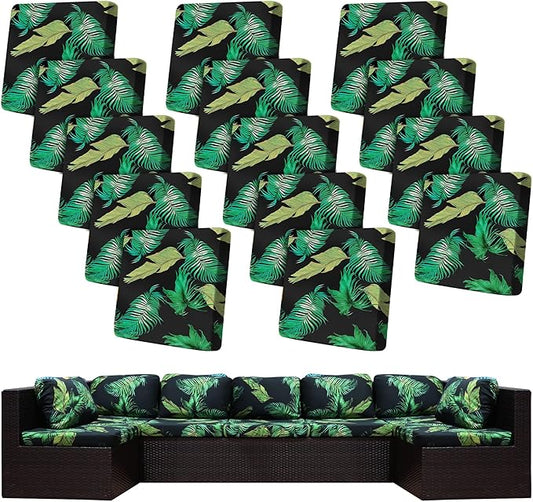 14 Pcs Stretch Patio Cushion Covers,Outdoor Couch Covers Replacement,Outdoor Couch & Sofa Slipcovers,for Patio Furniture Cushion Covers,Washable Reusable Furniture Protector (Summer,Cover Only)