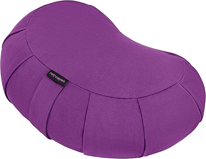 Retrospec Sedona Zafu Meditation Cushion Filled w/Buckwheat Hulls - Yoga Pillow for Meditation Practices - Machine Washable 100% Cotton Cover & Durable Carry Handle Round & Crescent, 1 Ct (Pack of 1)