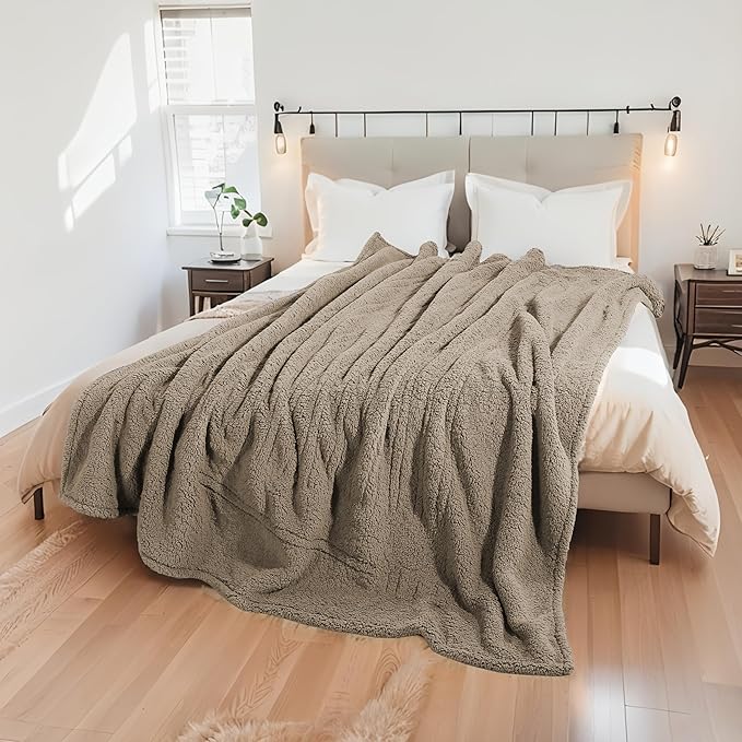 Electric Heated Blanket 6 Heating Settings & 10H Auto Off Full 72×84 Ultra-Soft Warm Machine Washable Home Office Light Brown