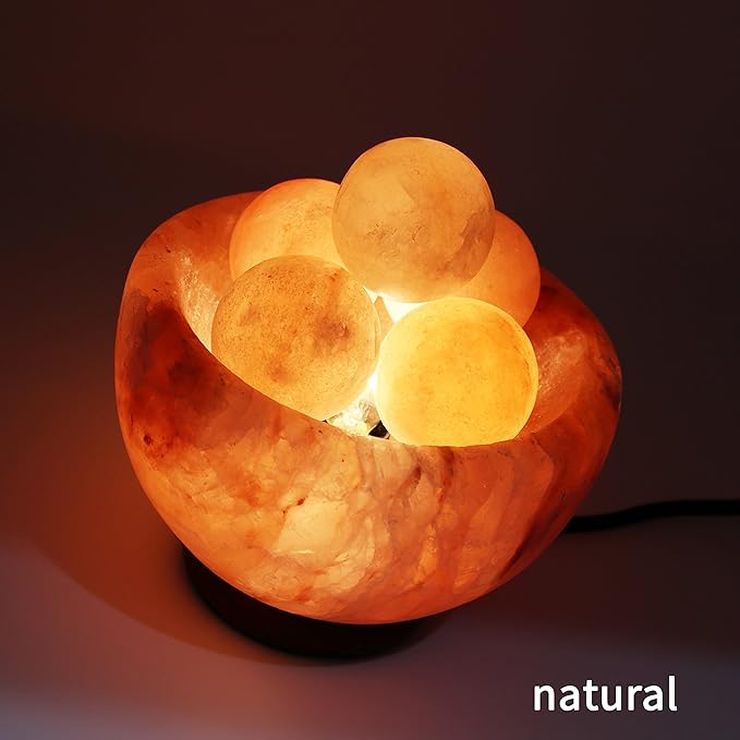 UMAID Himalayan Salt Lamp Bowl with 6 Massage Balls – Dimmable Natural Pink Rock Salt Lamp for Relaxation, Meditation,Yoga, Spa, Office, Bedroom, Wellness, Home Decor, and Unique Gift