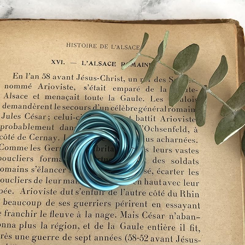 Möbii Fidget Ball (Solid Color): Quiet Mobius ADHD Anxiety Stim Stress Relief Toy Tool for Home Travel Office or Desk (Medium, Half, Crystal Blue)