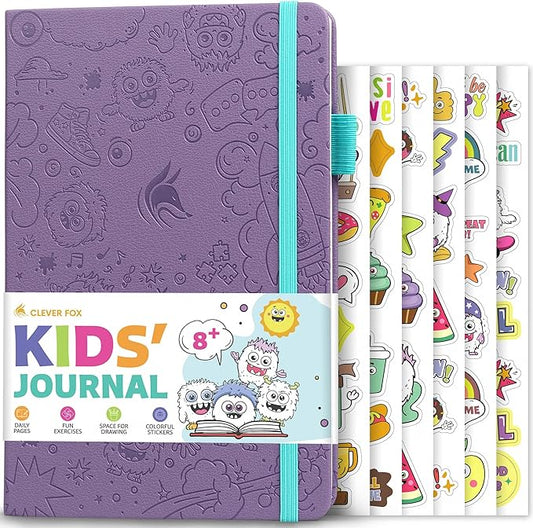 Clever Fox Kids’ Journal – Daily Feelings & Gratitude Notebook for 8+ Children – Child’s Planner & Mood Tracker for Journaling & Writing (Lavender)