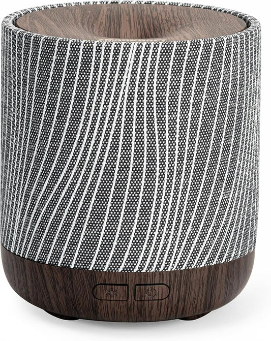 Essential Oil Diffuser 7 fl oz 200ml with Fabric Cover and Night Lamp | Ultrasonic Aroma Diffuser | Humidifier w Lights | Room Decor | Small Humidifier for Bedroom | Gift (Dark Brown)