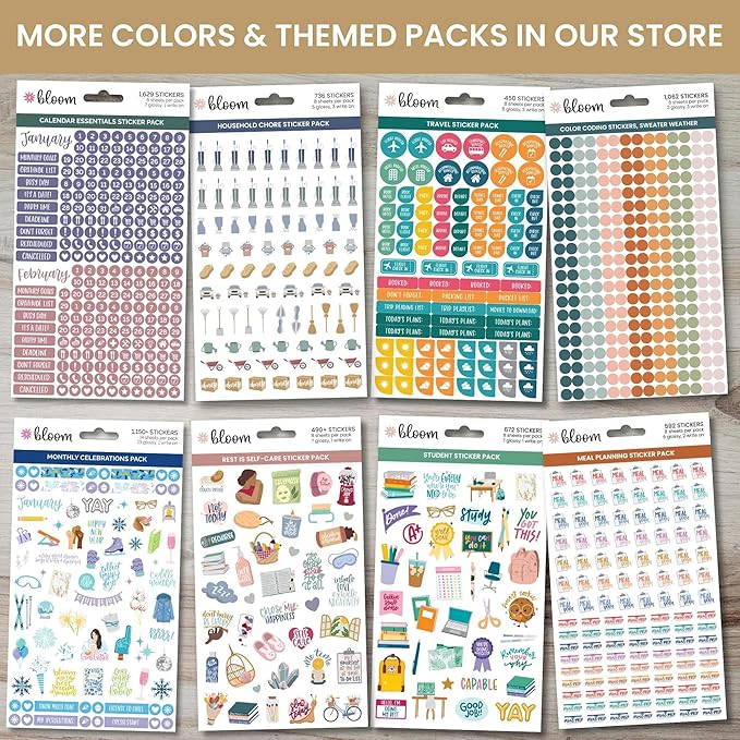 bloom daily planners Color Coding Planner Stickers - 1/4" Minimalist Dot Labels - Six Sheets, 1000+ Stickers Per Pack! - Jewel Tones
