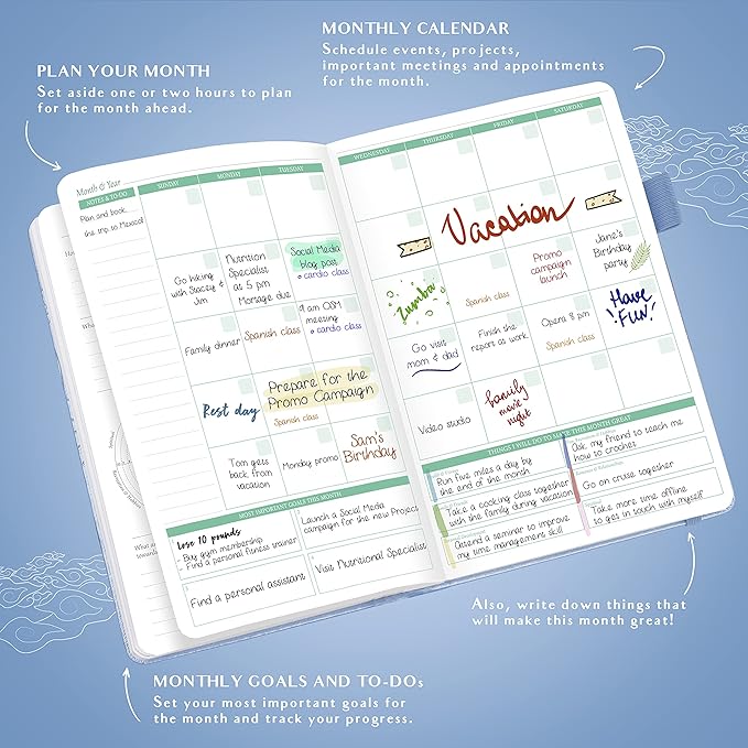 Legend Weekly Colorful Planner 2nd Edition – Undated Life & Work Agenda Journal for Time Management, Goal Setting, Productivity, Tasks & To Do Lists – A5 size, 5.8 ″ x 8.3″, Hardcover – Periwinkle