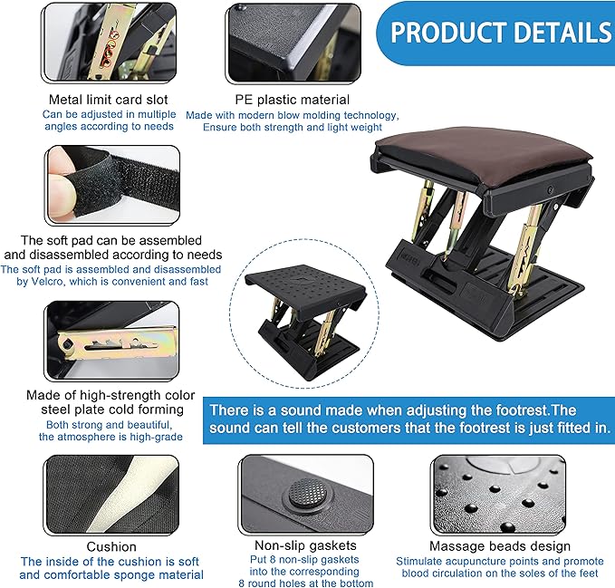 Adjustable Footrest Can Be Adjusted in Multiple Angles and States, Cushion is Detachable, Suitable for Use in Multiple Scenarios Such As Office(Brown)