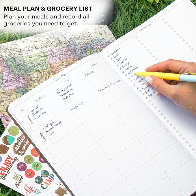 Legend Camping Journal – Hardcover Camper & RV Trip Planner – Notebook to Plan Travel & Camp Adventures with Packing Checklist, Meal Plan & Camping Bucket List – 30 Trips, 7" x 10" (Gray)