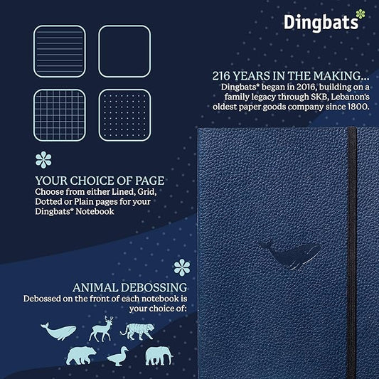 Dingbats A5 Wildlife Dotted Notebook Journal - Premium Vegan Leather Softcover Executive Journal for Women & Men - Work, Note Taking, Writing & Travel