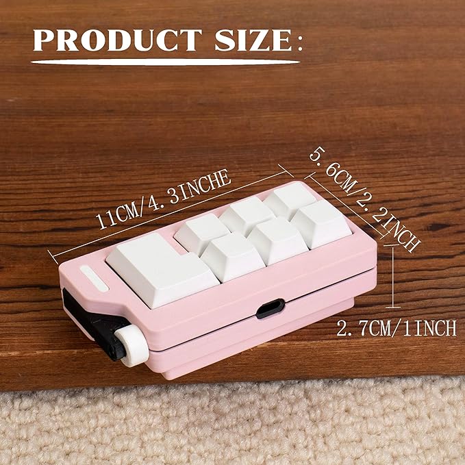 Keyboard Fidget Toys for Adults 3D Printing Keyboard Clicker Fidget Sensory Fun Toys with Keycaps Switch for Anxiety Decompression (Pink)