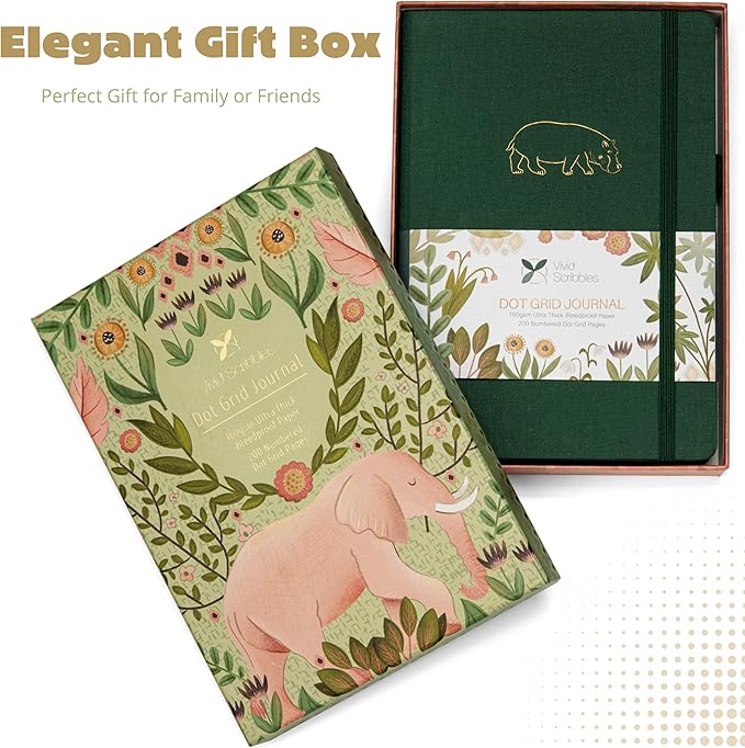 Dotted Journal Notebooks: Bullet Dotted Journal with 200 Numbered Dot Grid Pages, 160gsm Thick White Bleedproof Paper and 3 Sheets of Journal Stickers for Creatives