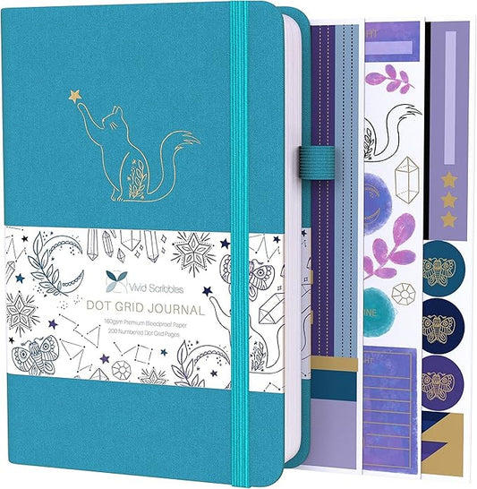 Dotted Journal – 160gsm Bleed Proof Thick White Paper – 200 Numbered Dot Grid Pages – 5.8 x 8.3 inch Dotted Notebook