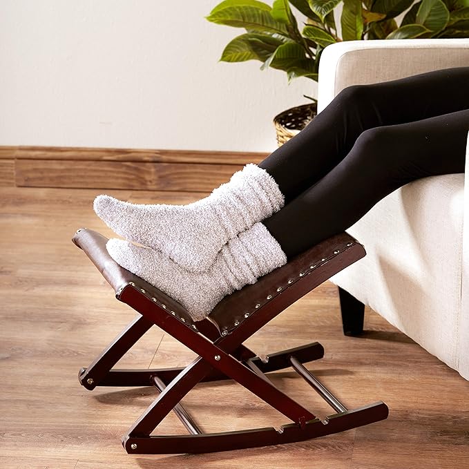 Foldable Upholstered Rocking Footrests - Brown