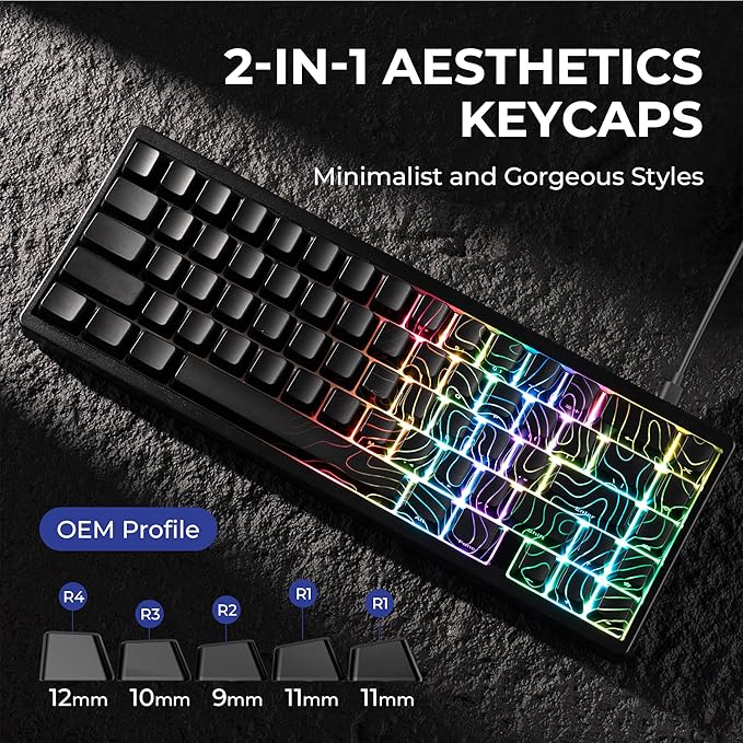 HITIME x XVX M67 60% Keyboard USB Wired Gaming Keyboard with Phantom Keycaps, QMK/VIA Support, Hot-Swappable, Creamy Pre-lubed ICE Switches, RGB Backlit, Gasket Structure, Topographic Theme