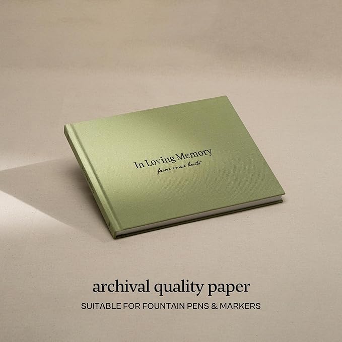 Kunitsa Co. Funeral Guest Book for Memorial Service, in Loving Memory, Sage Cover