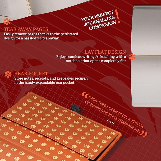 Dingbats* Wildlife Lined Writing Journal Notebook A5 - Vegan Leather Hardcover - Ideal for Work, Travel - Pocket, Elastic Closure, & Bookmark