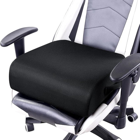 MABOZOO Extra Thick Chair Cushions,Office Chair Booster Seat Cushion to Raise Seat Height for Pain Relief, Non Slip Memory Foam Thick Cushion with Carry Handle (Black, 18 * 14 * 6)