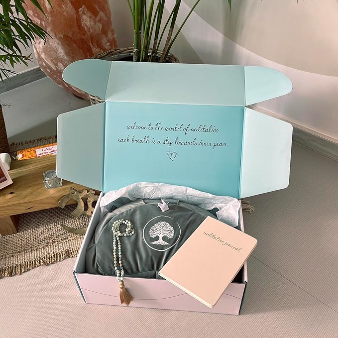 Meditation Cushion - Premium Yoga Buckwheat Bolster - Gifts for Women - Self Care Gift - Anxiety Relief Items - Meditation Floor Pillow - Meditation Kit