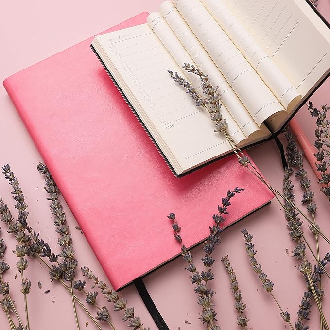 Daily to Do Checklist Notebook, Task Management, Organizer Planner, Hardcover, Ribbon Bookmark, 4.1 x 5.8”, A6 size, 110 Sheets (Pink)