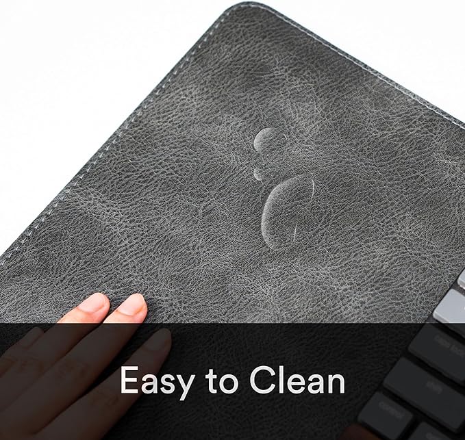 Premium Distressed Faux Vegan Leather Desk Mat | Multifunctional Desk Pad for Home Office | (Black/Grey, 15.75" x 36")