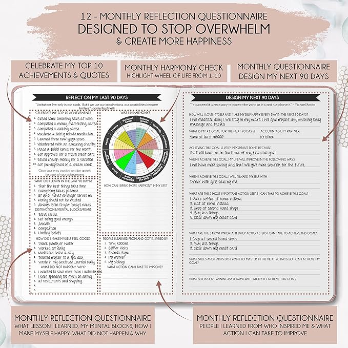 Life and Goal Planner - Undated Daily, Weekly & Monthly Planner for Passion, Organizer, Increase Productivity, Purpose, Success & Happiness, Journal, Agenda, To Do List, Business Planner, Notes,
