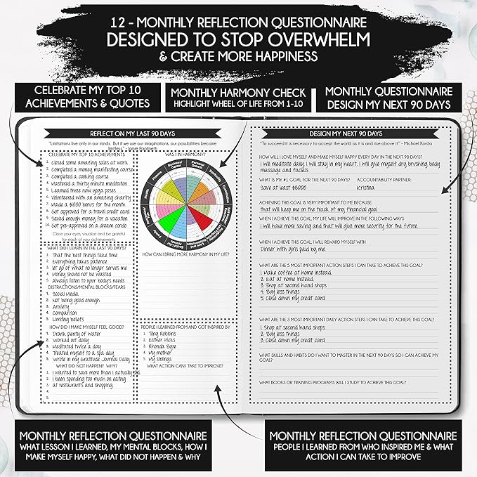 Life Mastery Planner - A 12 Month Journey to Crush Your Goals, Increase Productivity, Passion, Success & Happiness - Weekly & Monthly Life Planner