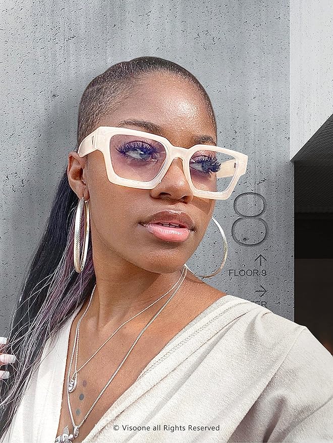 VISOONE Blue Light Blocking Glasses with TR90 Rectangle Frame and Chic Preppy Look for Women Men RIVER