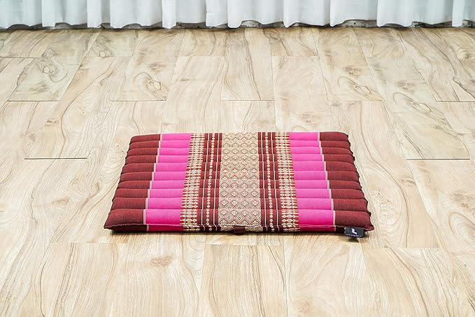 Leewadee Meditation Cushion Set – 1 Small Zafu Yoga Pillow and 1 Small Roll-Up Zabuton Mat Filled with Kapok