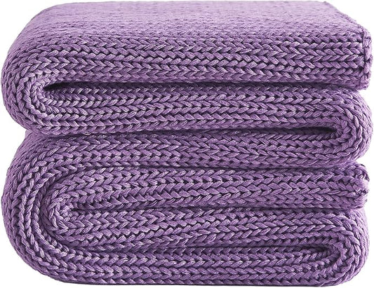 L'AGRATY Knitted Weighted Blanket - 50"x60" 7lbs Cooling Chunky Knit Heavy Blanket for Adults Braided Crochet Throw Thick Cable Yarn Knit Decorative Blanket No Beads Evenly Weighted Machine Washable