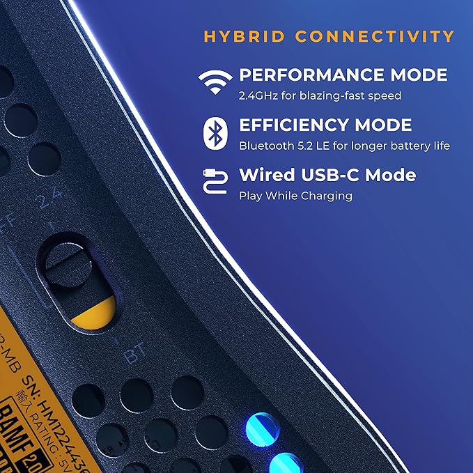 Glorious Gaming Model O 2 Wireless Gaming Mouse - Hybrid 2.4GHz & Bluetooth Wireless, 68g Superlight, Long Battery Life, 26k BAMF 2.0 Sensor, RGB, Ambidextrous, 6 Buttons, PTFE Feet - Black