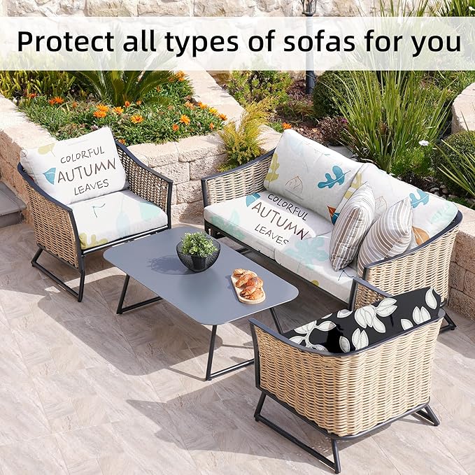 8Pcs Stretch Patio Cushion Covers,for Outdoor Couch Cushion Covers Replacement,Outdoor Sofa Covers Patio Slipcovers Couch Cover,Washable Furniture Cover (Maple, Cover Only)