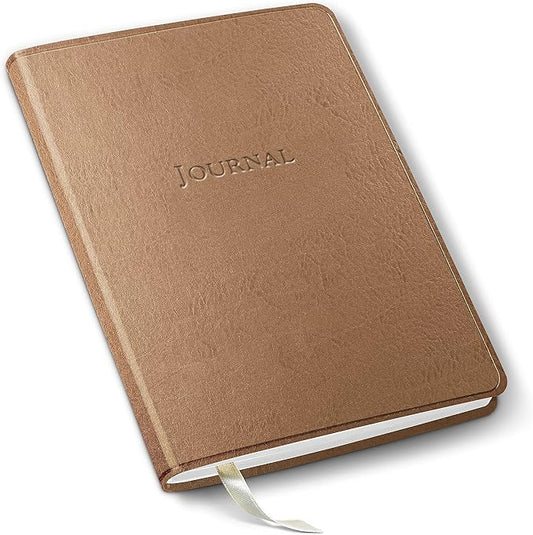 Gallery Leather Journal Notebook - 192 Pages, Softcover, For Men and Women, For Writing, Work & Travel, Handcrafted - Freeport Metallic Rose Gold - 8 x 5.5, Desk Lined