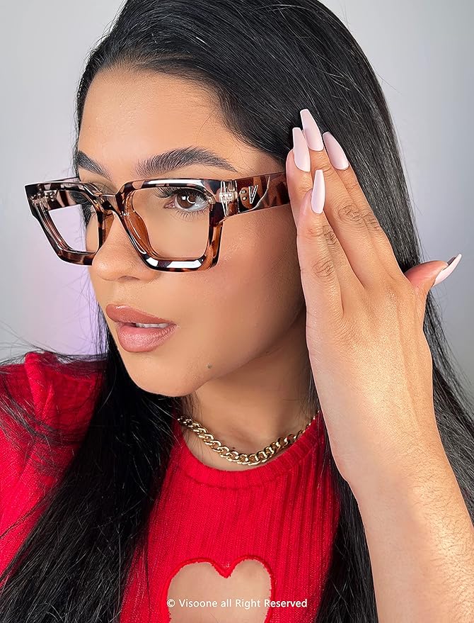 VISOONE Blue Light Blocking Glasses with TR90 Rectangle Frame and Chic Preppy Look for Women Men RIVER