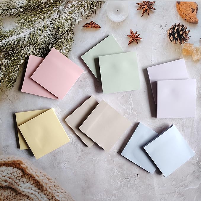 Sticky Notes 3x3 Inches (12 Pads/Total 720 Sheets), Morandi Colors Cute Sticky Notes Bulk, Easy to Post,Super Sticking Power Memo Pads for Home, Office