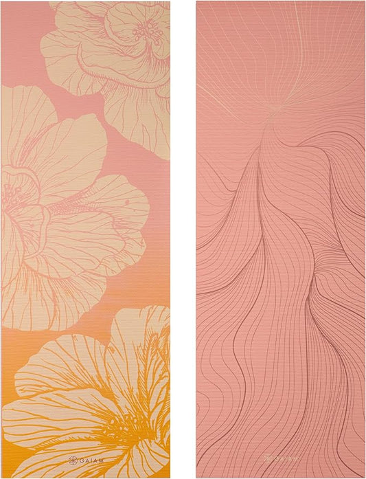 Gaiam Yoga Mat - Premium 6mm Print Reversible Extra Thick Non Slip Exercise & Fitness Mat for All Types of Yoga, Pilates & Floor Workouts (68" x 24" x 6mm Thick)