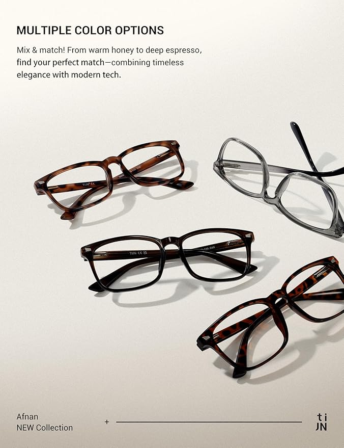 TIJN Blue Light Blocking Glasses for Women Men Clear Frame Square Nerd Eyeglasses Anti Blue Ray Computer Screen Glasses