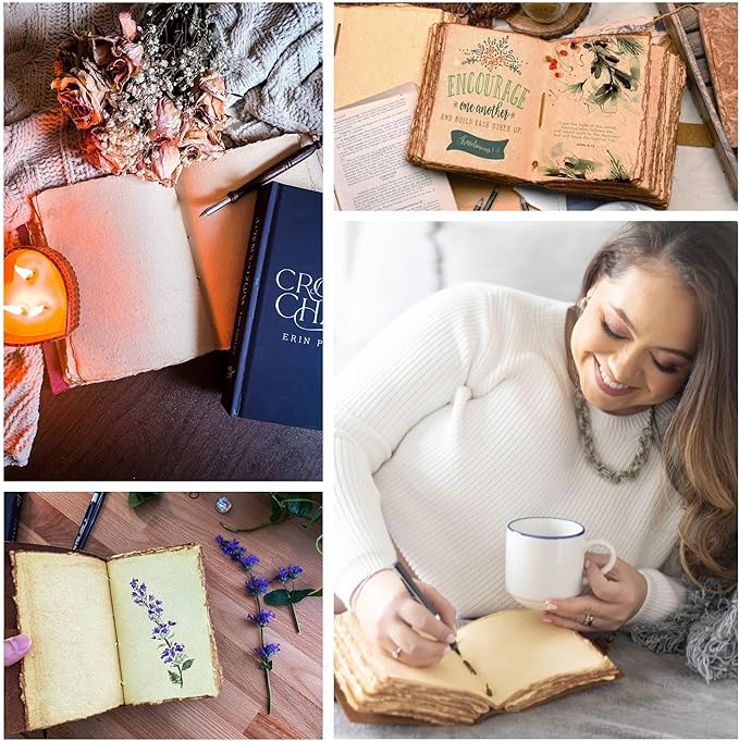 LEATHER VILLAGE Leather Bound Floral Embossed Journal for Women Men - 200 Pages, 8”X6”(A5), Brown - Book of Shadows, Vintage Blank Paper Travel Diary, Notebook for Writing, Drawing, Sketchbook