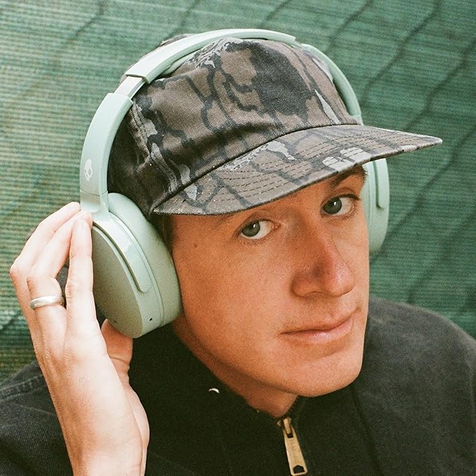 Skullcandy Hesh ANC Wireless Over-Ear Bluetooth Headphones with Extra USB-C Charging Cable, Active Noise Canceling, 22 Hrs Battery, Foldable Lightweight Design, Microphone iPhone Android - Preppy Sage