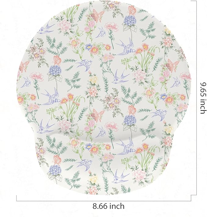RICHEN Ergonomic Mouse Pad with Wrist Support,Non-Slip Rubber Base for Computer Laptop & Mac,Lightweight Rest for Home,Office & Travel (Flowers Swallows)