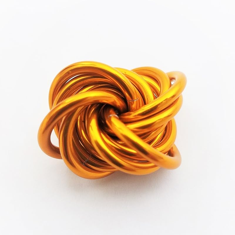 Möbii Fidget Ball (Solid Color): Quiet Mobius ADHD Anxiety Stim Stress Relief Toy Tool for Home Travel Office or Desk (Small, Full, Tangerine)