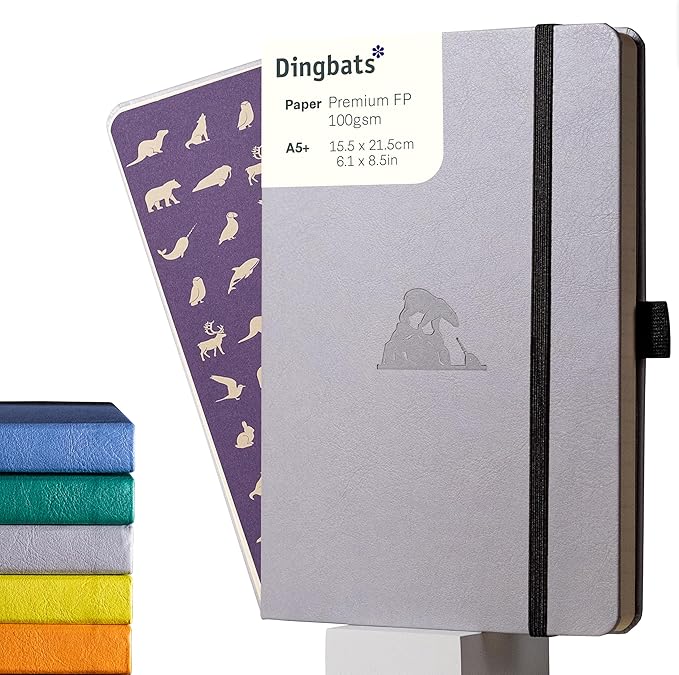 Dingbats - Earth Dotted A5 Medium Notebook, Glicine Arctic - Hardcover - Cream 100gsm Ink-Proof Paper - Numbered Pages, Index & Key Pages