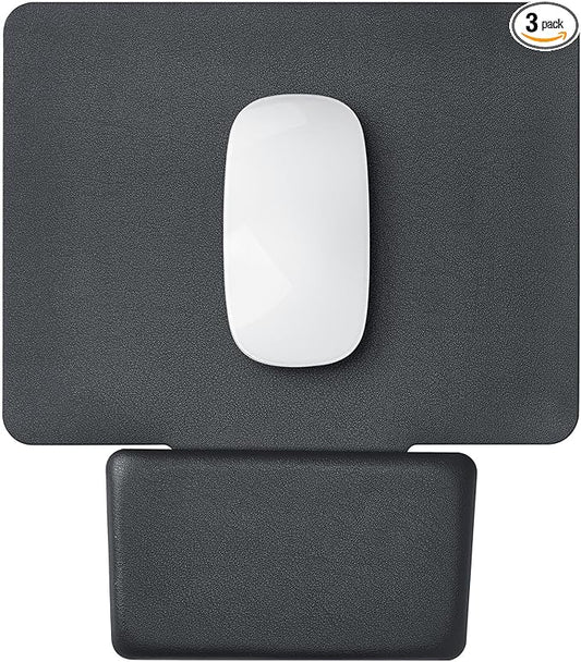 Ergonomic Mouse Pad with Wrist Rest, Leather Comfortable Mousepad, Natural Cork Non-Slip Base Mouse Pads for Desk, Computer, Laptop, Gaming, 11.1 x 9.84 in Home & Office Desk Accessories (Dark Gray)