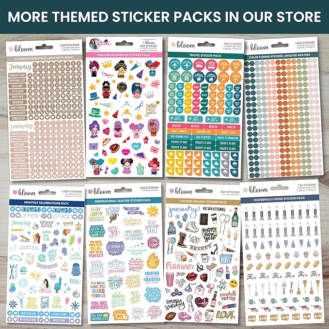 Bloom Daily Planners Rest is Self-Care Planner Sticker Pack - 8 Sheets / 490+ Stickers - Relaxation Themed Illustrations for Mental Health & Wellness - Journaling, Scrapbooking, Planning