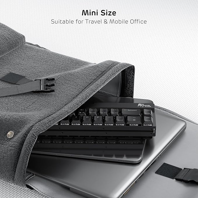 RK ROYAL KLUDGE F68 60% Foldable Low Profile Mechanical Keyboard, Wireless Mechanical Keyboard with Aluminum Body, Built-in Stand Holder, White Backlit, 68 Keys, Quiet Red Switch
