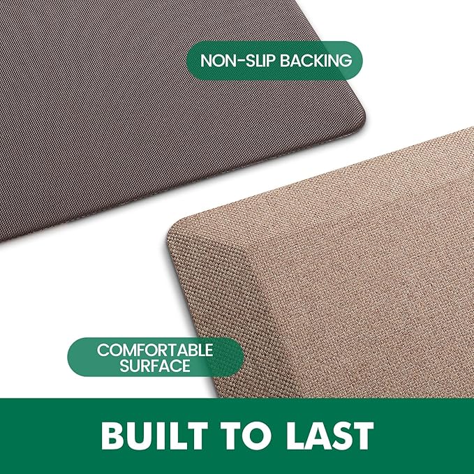 LUMI Anti Fatigue Cushioned Comfort Mats for Standing, 3/4 Thick Ergonomic Mats for Desk Office, Non-Slip, Ultra Soft, Memory Foam Rugs for Home, Kitchen, Laundry, 20"x39", Light Beige