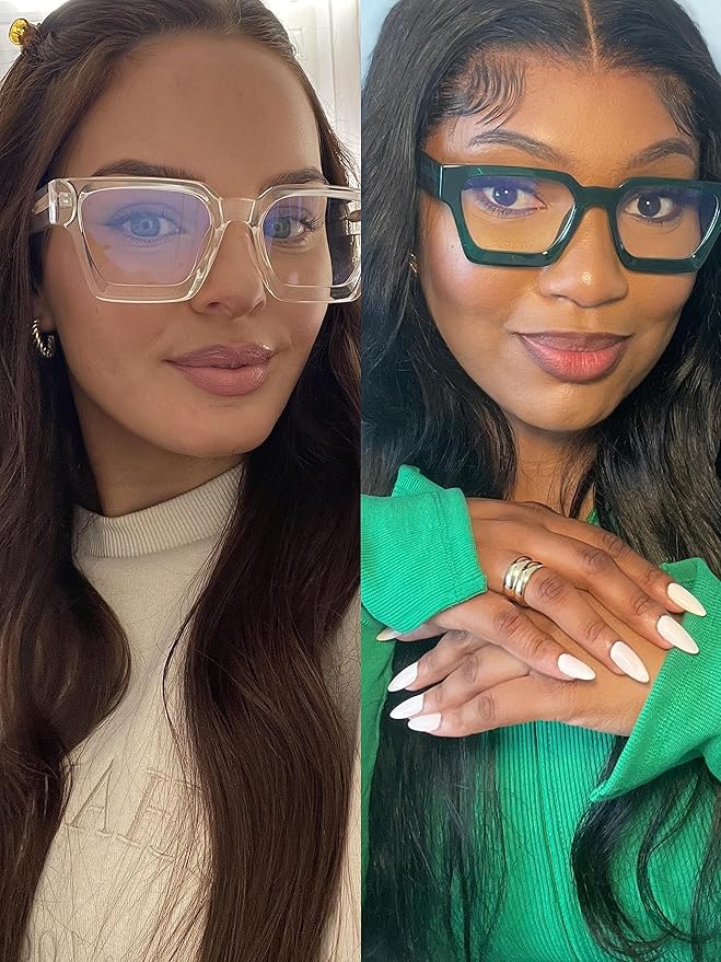 VISOONE 2 Pack Blue Light Blocking Glasses Rectangle Frame and Chic Preppy Look for Women Men RIVER