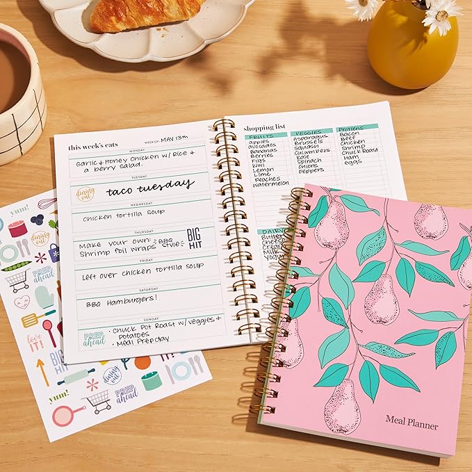 Erin Condren Inspired Collection A5 Weekly Meal Planner, Includes Shopping List Trackers