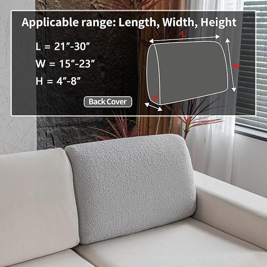 Couch Cushion Covers for Sectional Sofa, Stretch Soft Sofa Slipcovers Washable Wear-Resistant Universal Furniture Protector for Living Room(1 Piece Back Couch Cover, Light Gray)