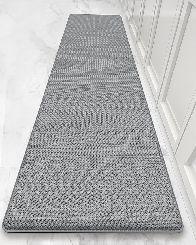 Color&Geometry Anti Fatigue Cushion Kitchen Mat for Floor -24"x71",Wide,Easy Clean, Water & Oil Proof, Anti Slip, Foam Rubber Runner Rug for Front Sink Comfort Standing,Grey
